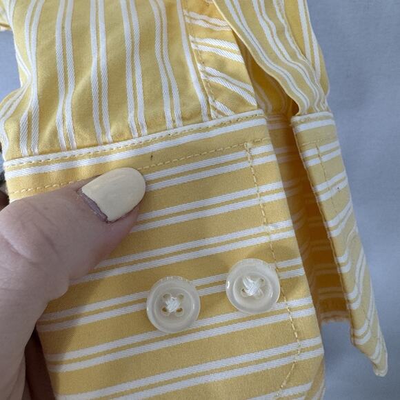 Ruehl 925 Mens Shirt Medium Yellow 100% Cotton Striped Oxford Prep Y2K Old Money - Picture 11 of 15